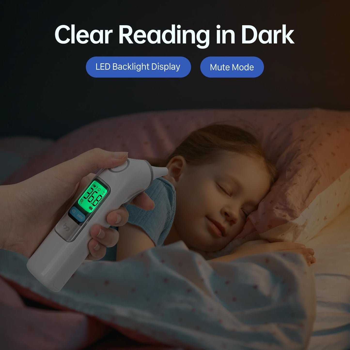 Digital Ear Thermometer for Adults and Babies – Infrared Sensor with Fever Alert – Accurate Readings