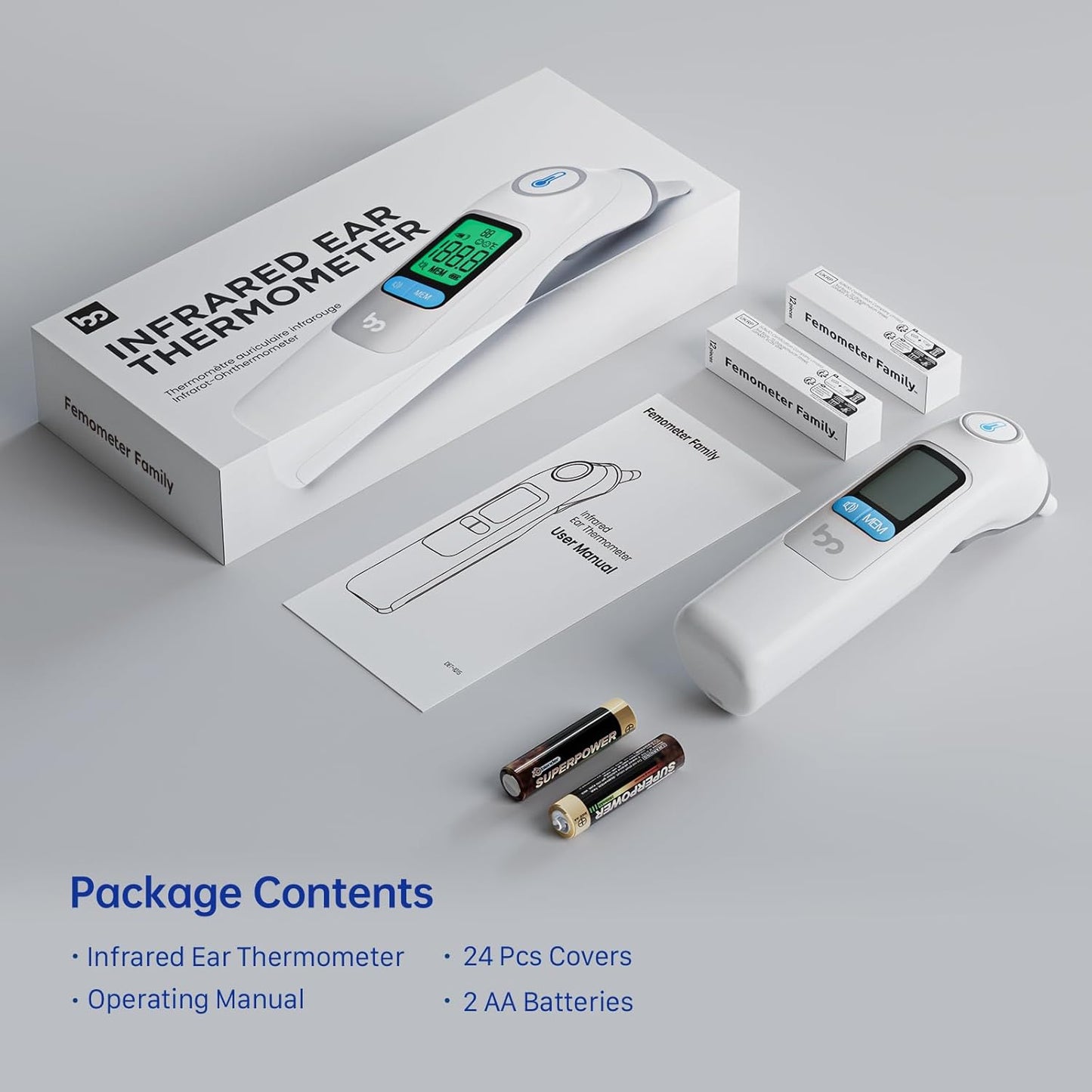 Digital Ear Thermometer for Adults and Babies – Infrared Sensor with Fever Alert – Accurate Readings
