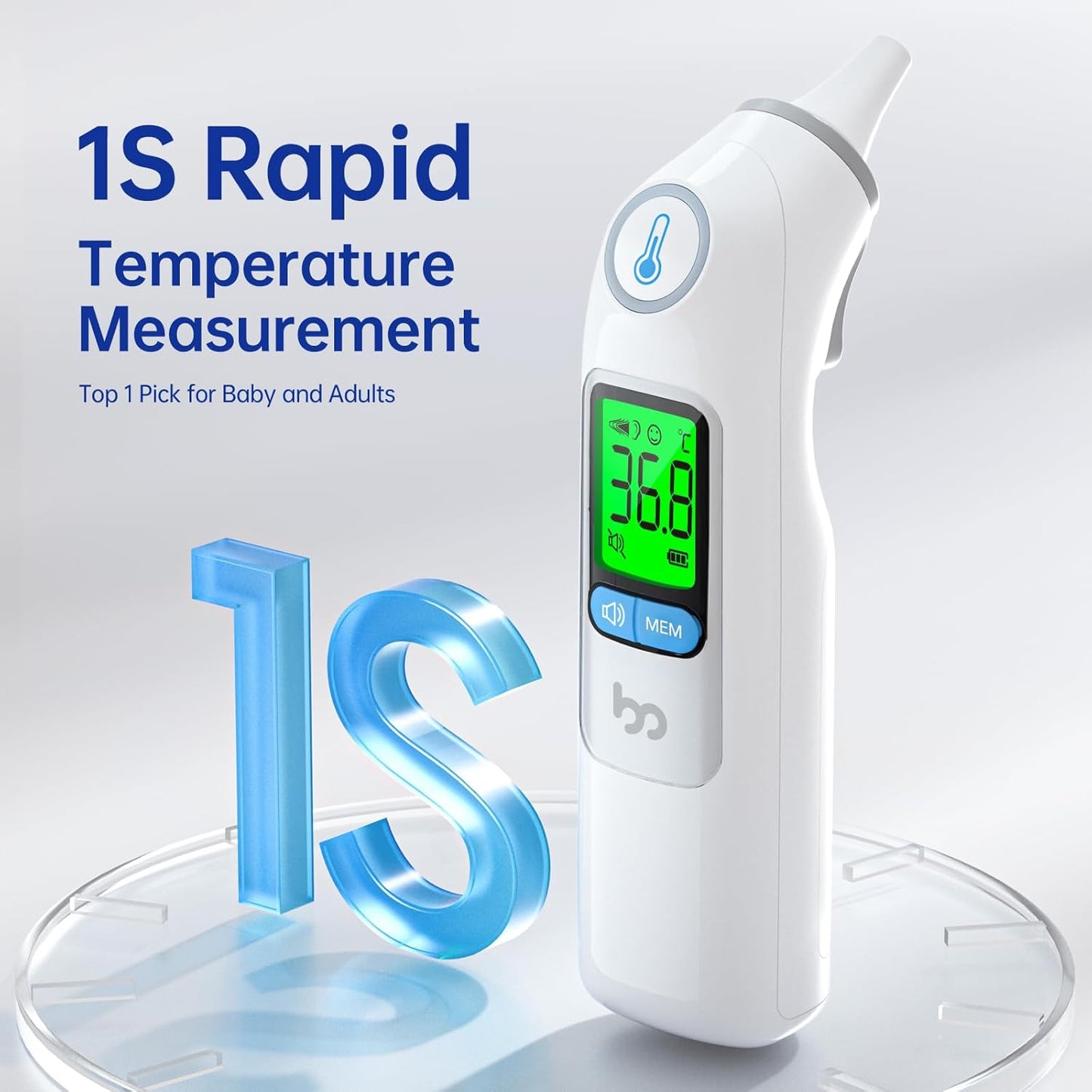 Digital Ear Thermometer for Adults and Babies – Infrared Sensor with Fever Alert – Accurate Readings