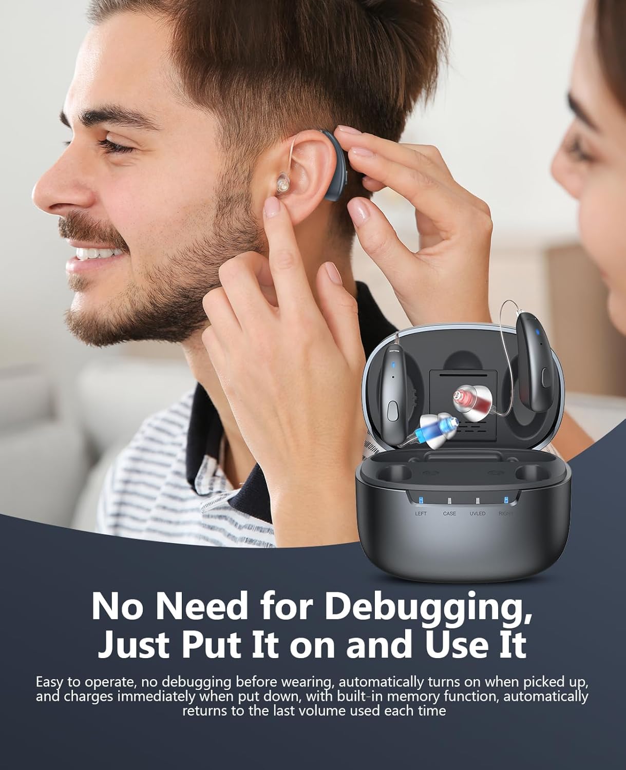 Rechargeable Clear Sound Hearing Aids for Adults – Behind-the-Ear Design – Pair