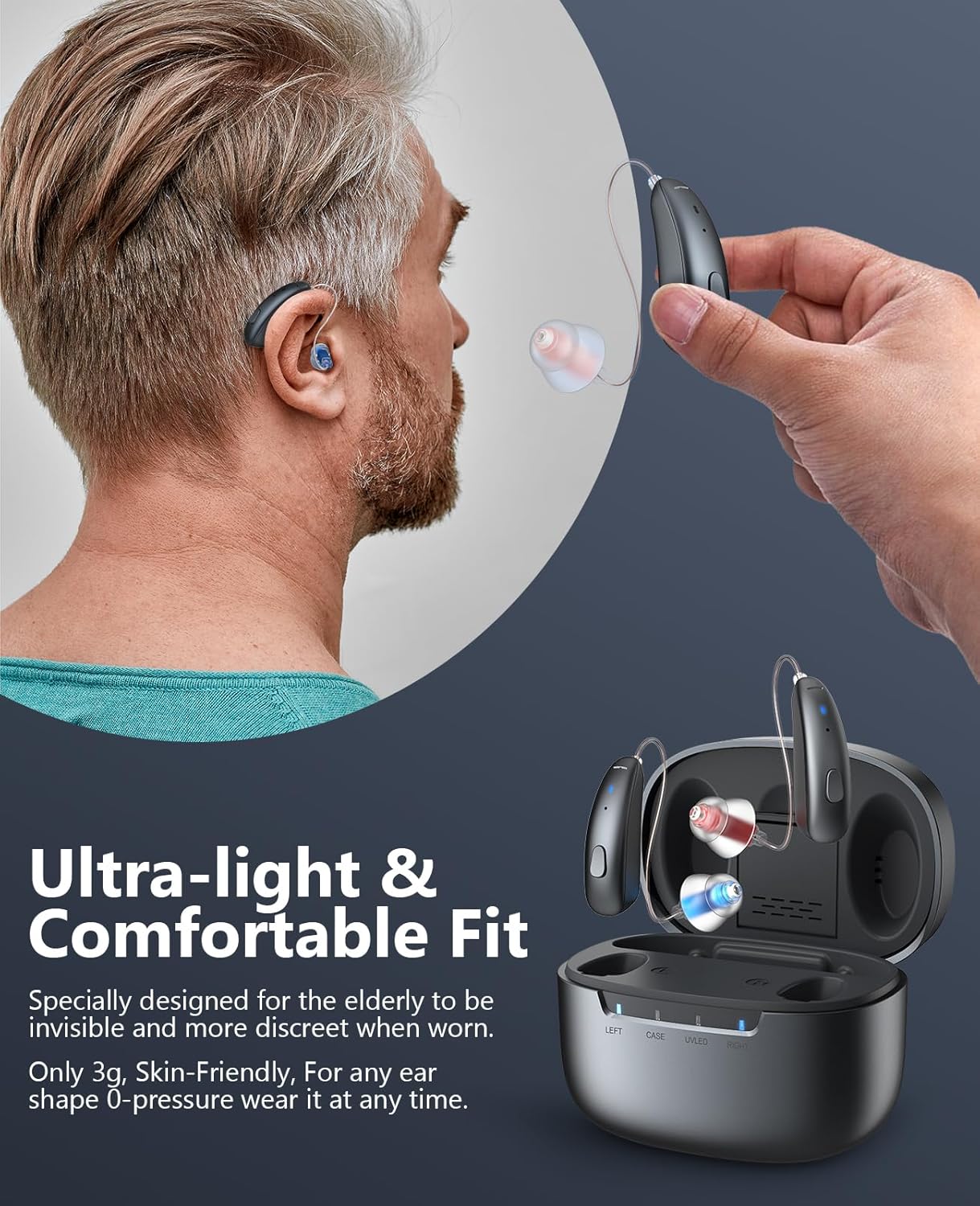 Rechargeable Clear Sound Hearing Aids for Adults – Behind-the-Ear Design – Pair