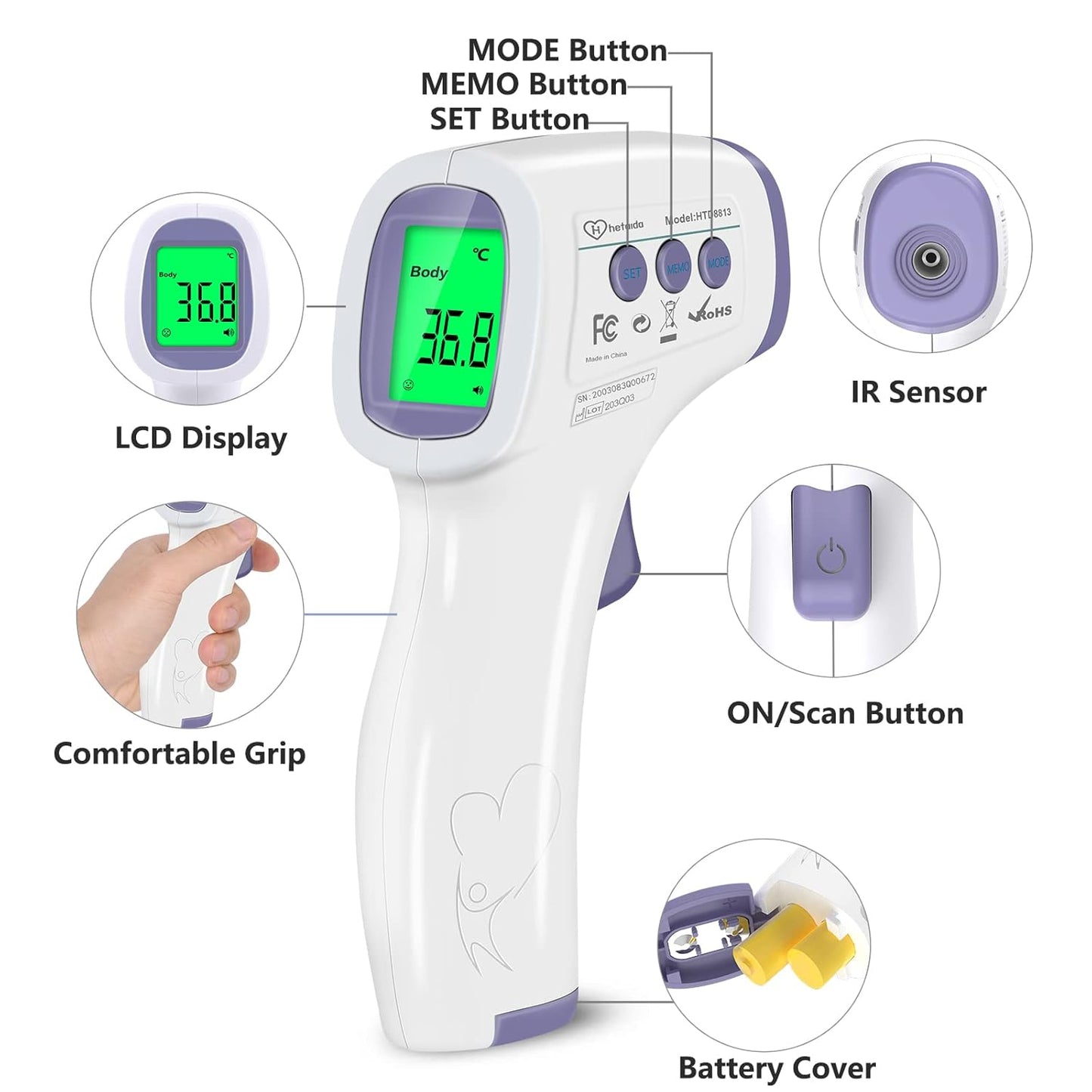 Non-Contact Forehead Thermometer - Instant Accurate Readings for All Ages